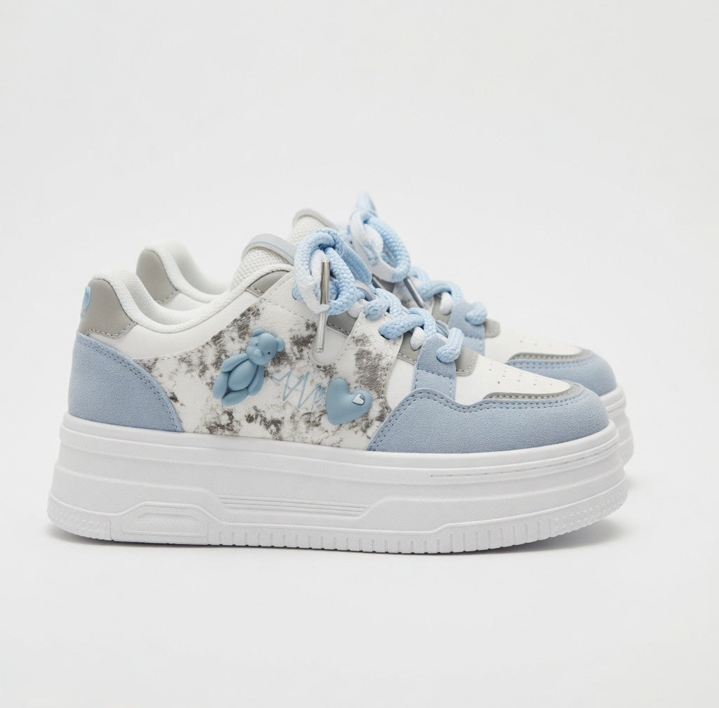 SoftSlipsy Kawaii Bear Platform Sneakers Women, Chunky Sole Streetwear Trainers