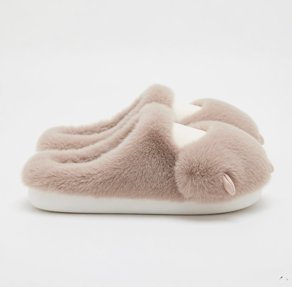 Plush Cat Paw Slippers | Soft Fluffy Indoor House Shoes, Cozy Winter Warmth | SoftSlipsy