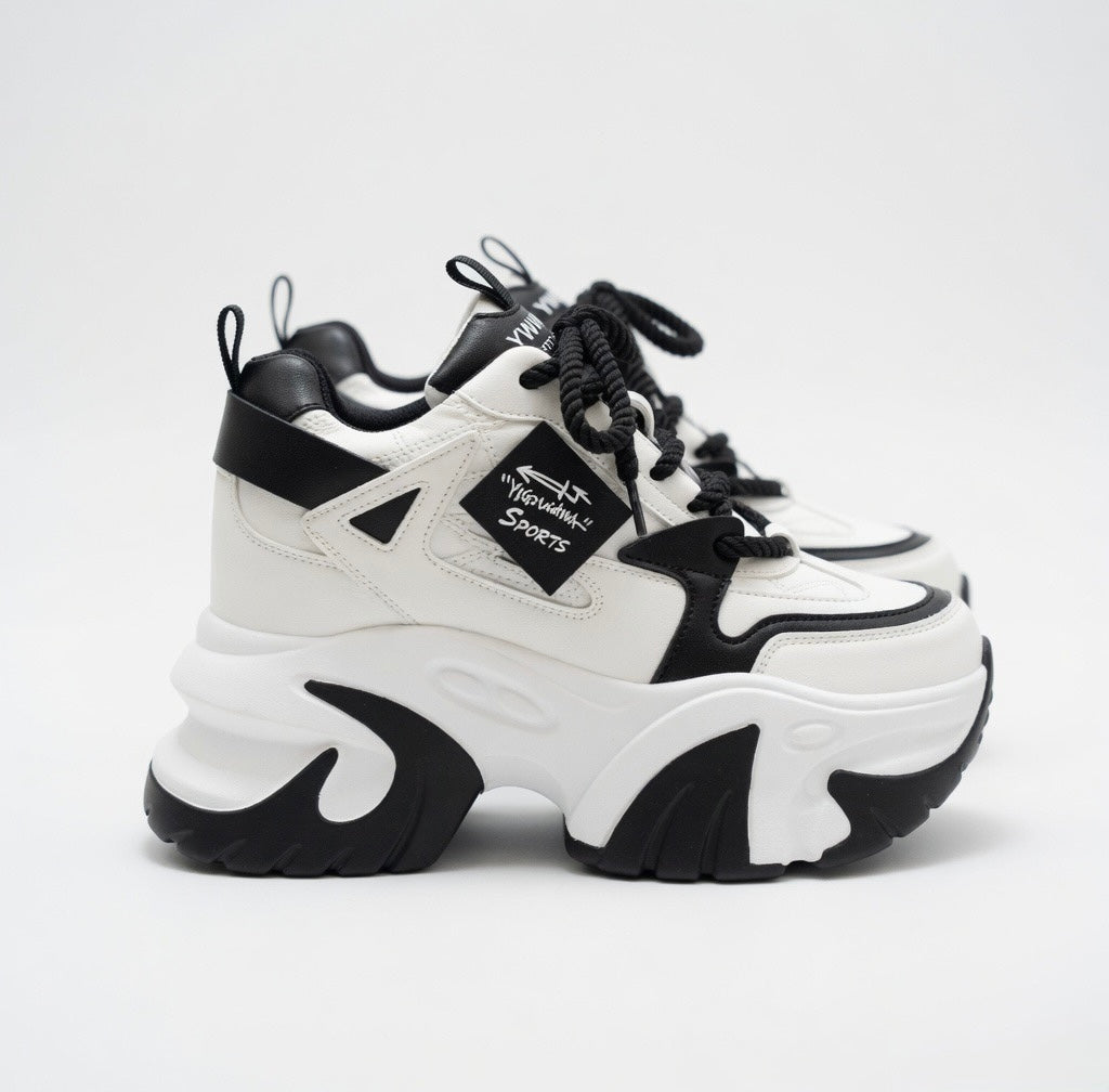 SoftSlipsy High Platform Sneakers Women Chunky Sole Trainers Height Boost Fashion Streetwear Shoes.