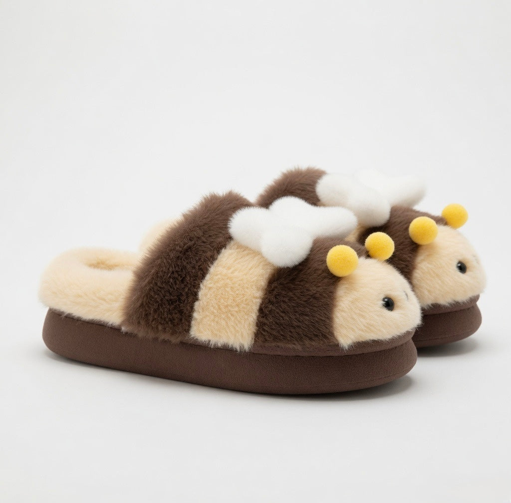 Plush Bumblebee Slippers | Soft Cozy Indoor Shoes, Animal Design | SoftSlipsy