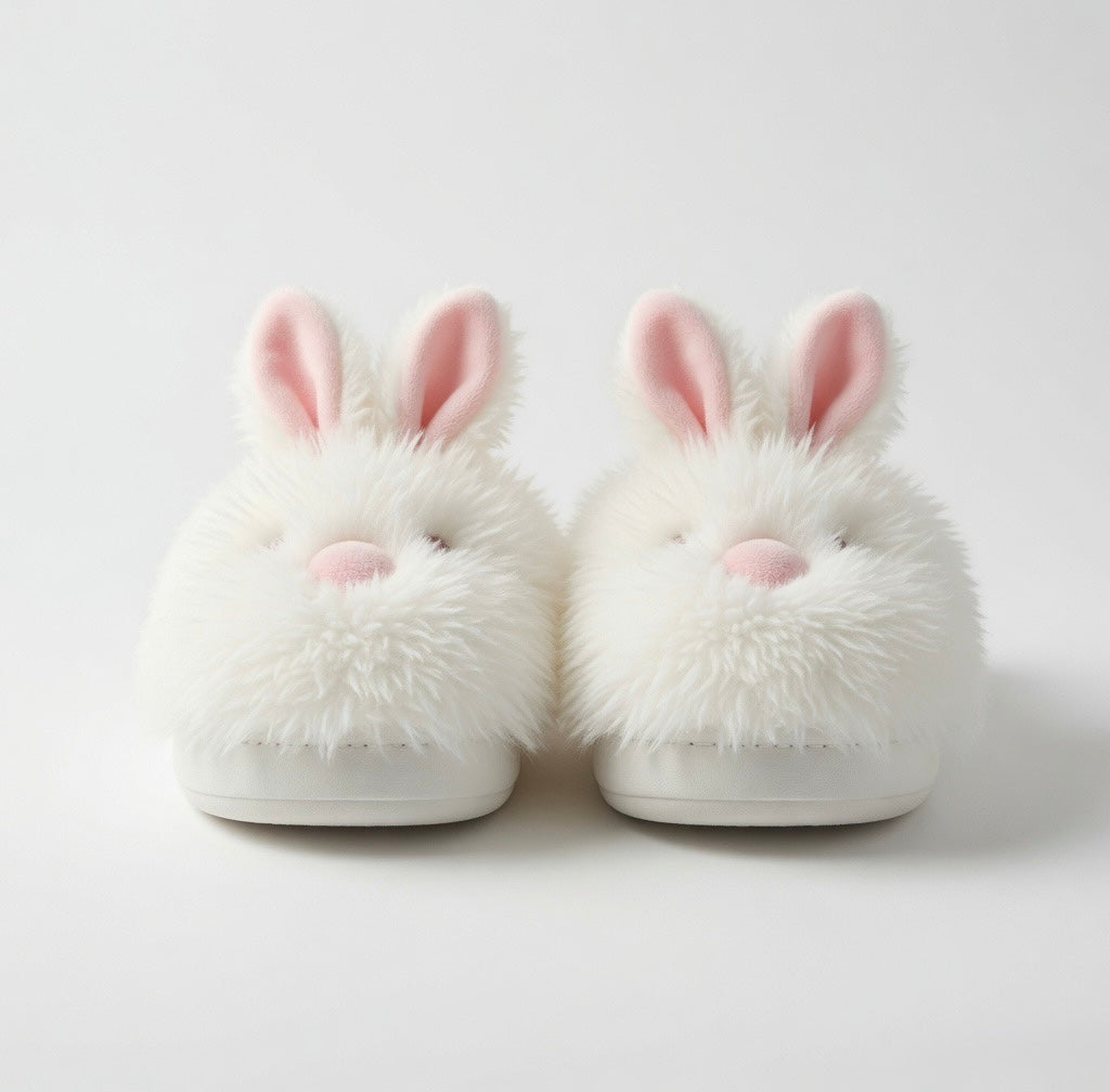 Fluffy Bunny Slippers | Plush Rabbit House Shoes, Cozy Winter Warmth | SoftSlipsy