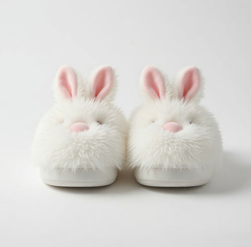 Fluffy Bunny Slippers | Plush Rabbit House Shoes, Cozy Winter Warmth | SoftSlipsy