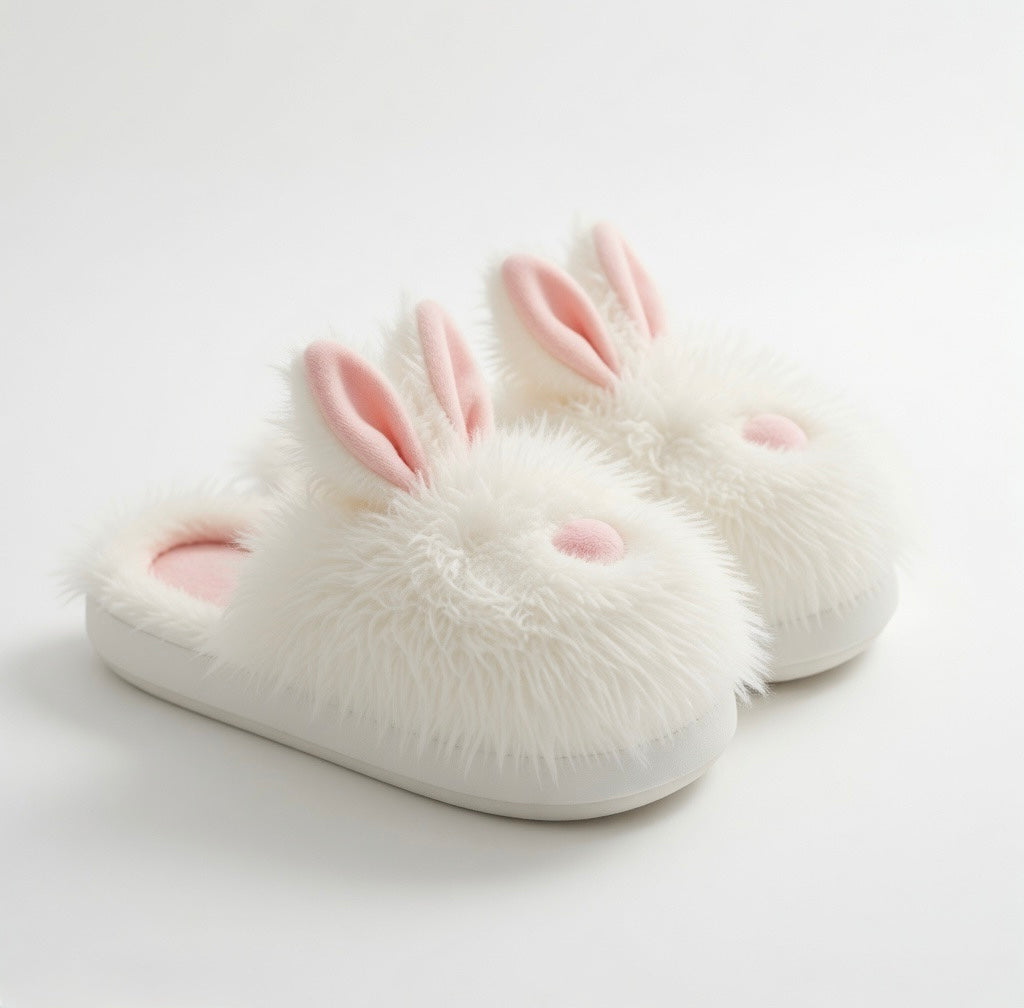 Fluffy Bunny Slippers | Plush Rabbit House Shoes, Cozy Winter Warmth | SoftSlipsy
