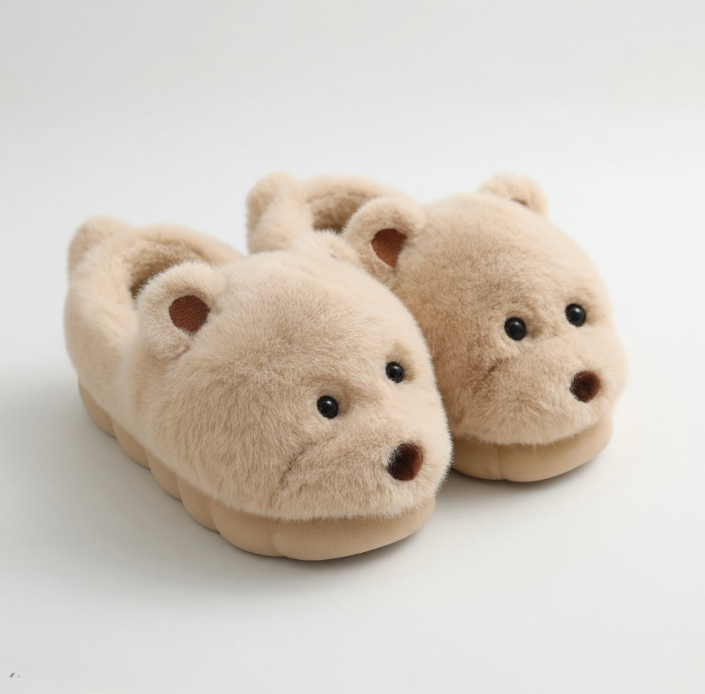 Plush Teddy Bear Slippers | Cozy Fuzzy Indoor Shoes for Women | SoftSlipsy