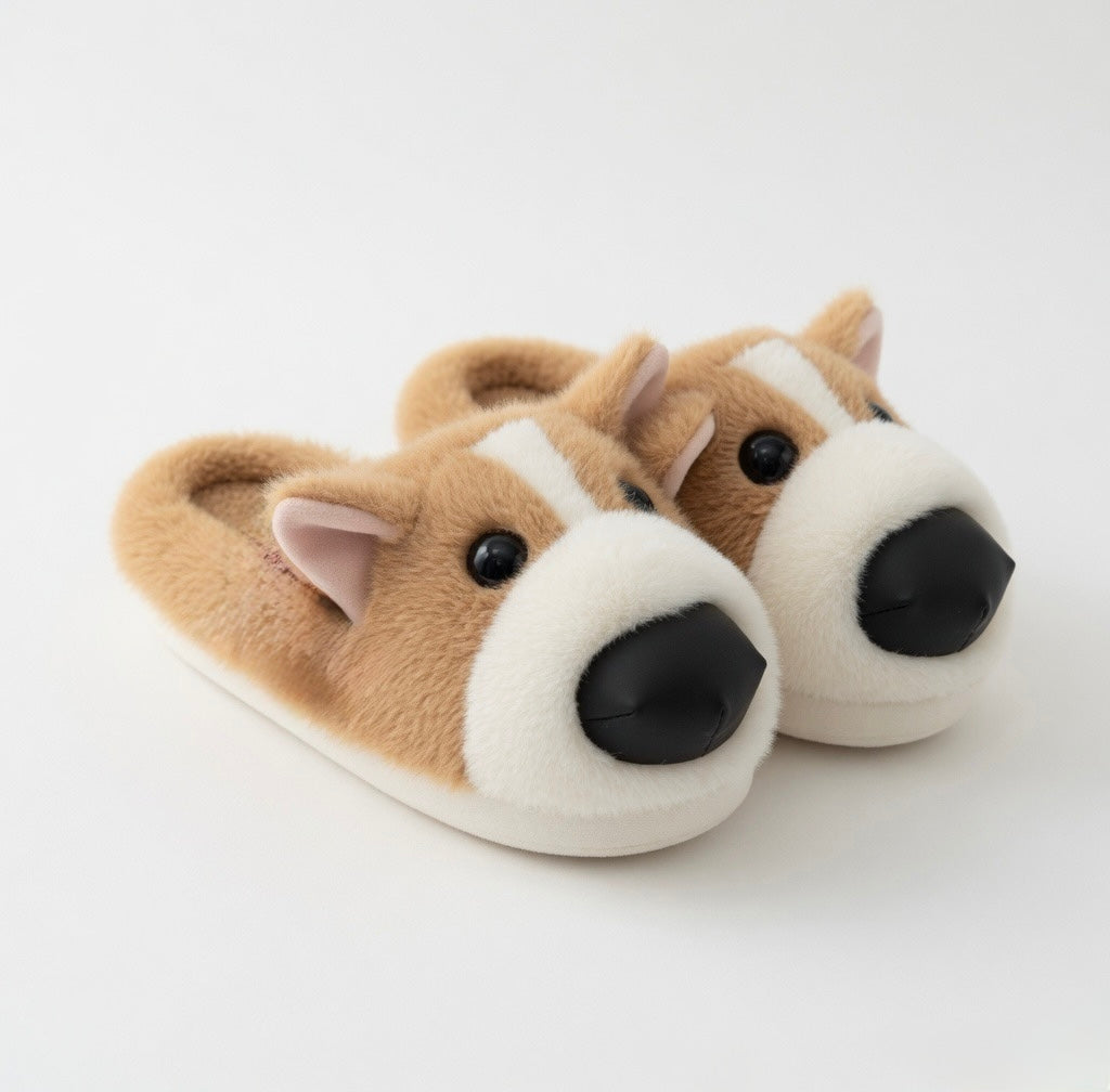 Plush Dog Slippers | Cozy Warm Animal House Shoes for Women | SoftSlipsy