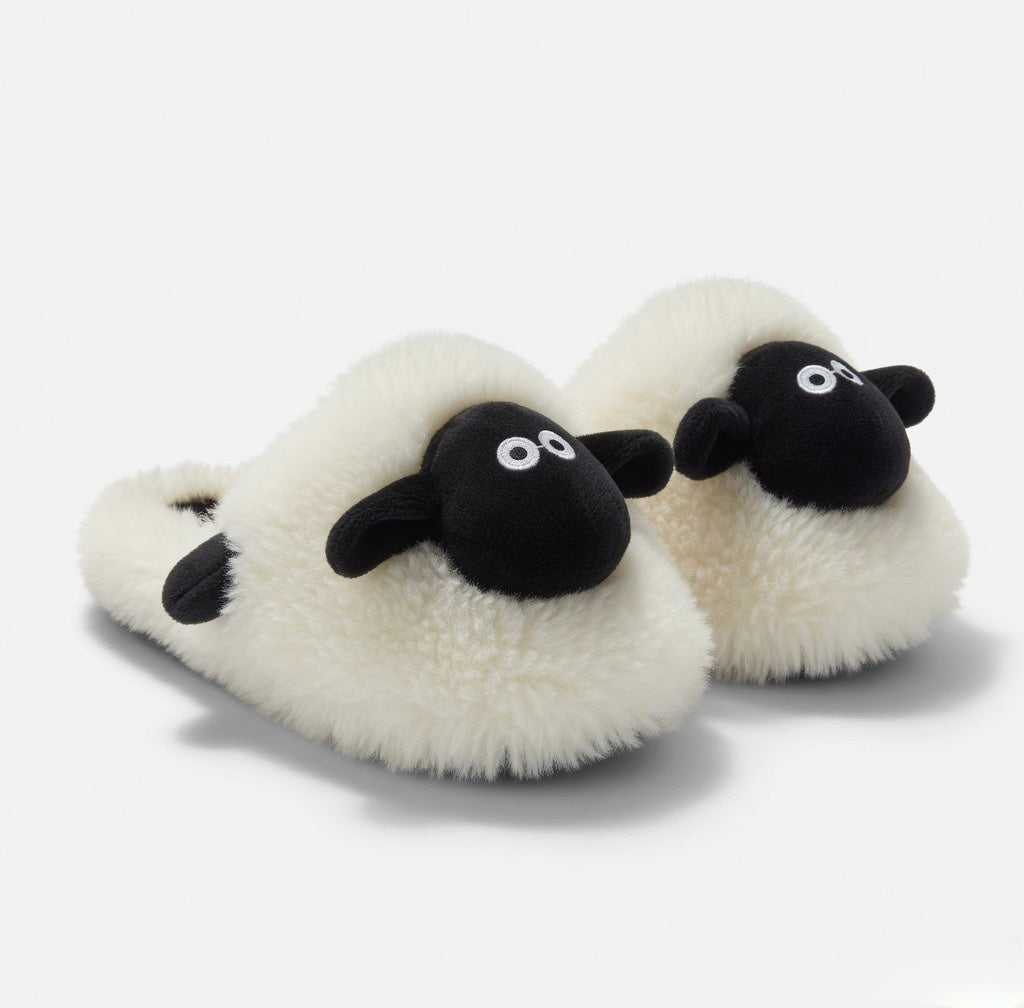 Women's Sheep Plush Slippers | Fluffy Animal House Shoes, Cozy Winter Warmth | SoftSlipsy