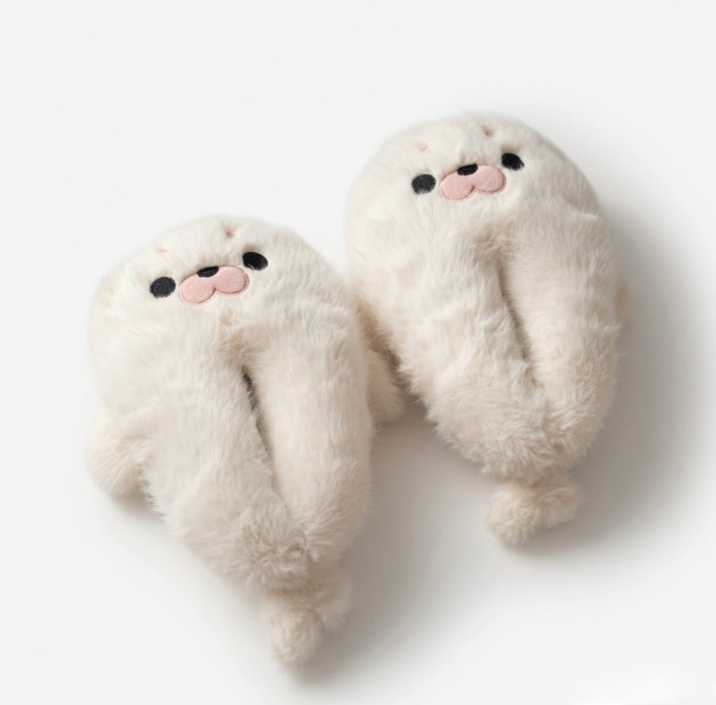 Women's Seal Plush Slippers | Ultra-Soft Fluffy Animal House Shoes | Cozy Winter Indoor Footwear | SoftSlipsy