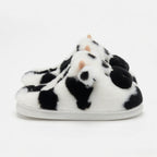 Fluffy Cow Plush Slippers | Cozy Fuzzy Indoor Shoes for Women | SoftSlipsy