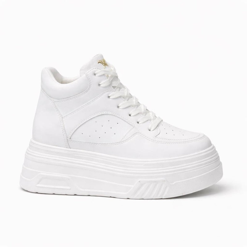 SoftSlipsy 15CM Chunky White Platform Sneakers | High Top Street Style Shoes