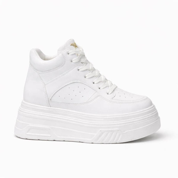 SoftSlipsy 15CM Chunky White Platform Sneakers | High Top Street Style Shoes