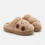 Women's Plush Croissant Slippers, Cozy Bread House Shoes, Soft Winter Indoor Footwear | SoftSlipsy