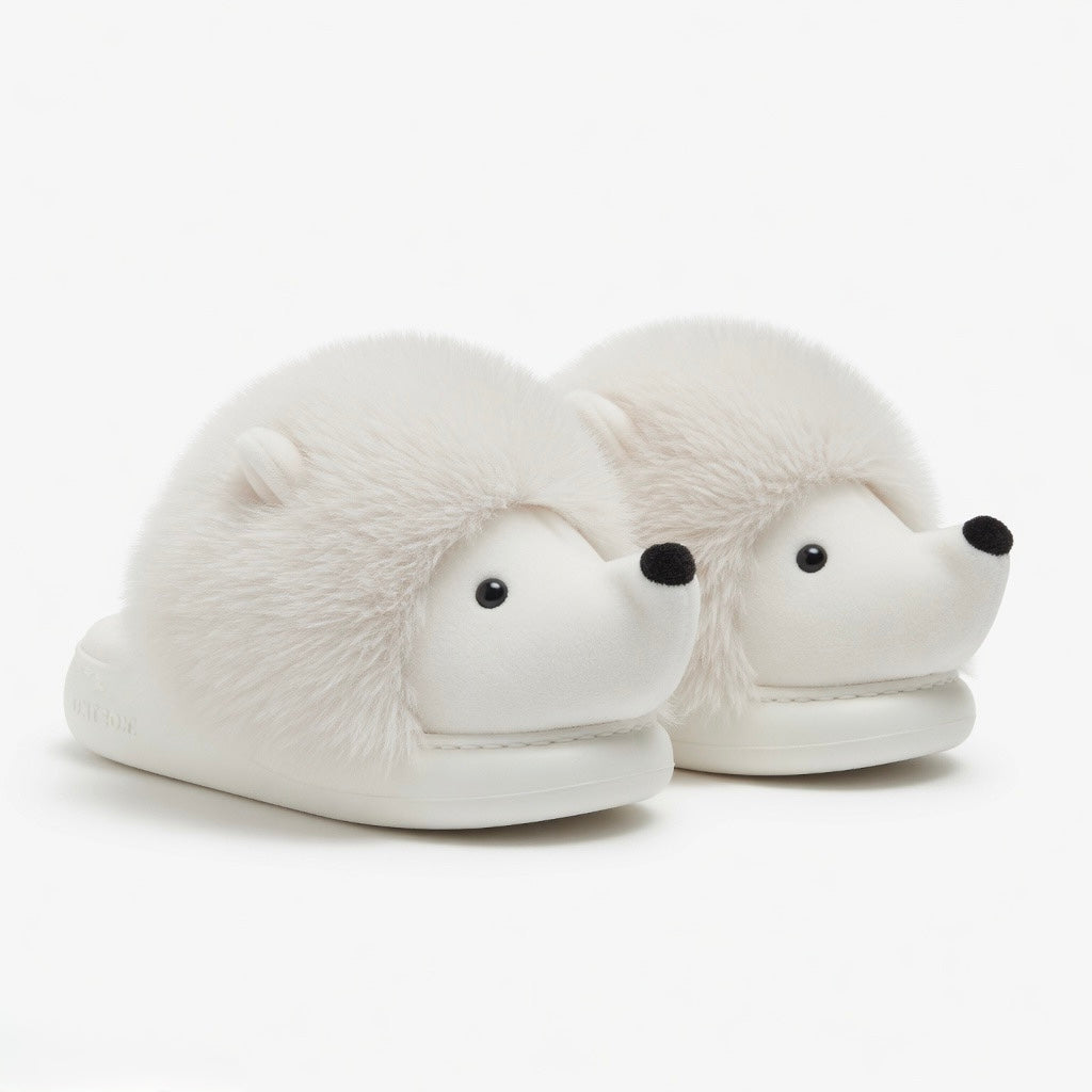 Plush Hedgehog Slippers | Cozy Animal House Shoes for Women, Soft Warm Indoor Footwear | SoftSlipsy