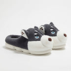 Plush Husky Slippers | Cozy Dog Face Indoor Shoes for Women | SoftSlipsy