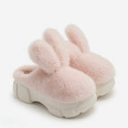 Plush Bunny Platform Slippers, Ultra-Soft Cozy House Shoes, Warm Winter Indoor Slipper | SoftSlipsy
