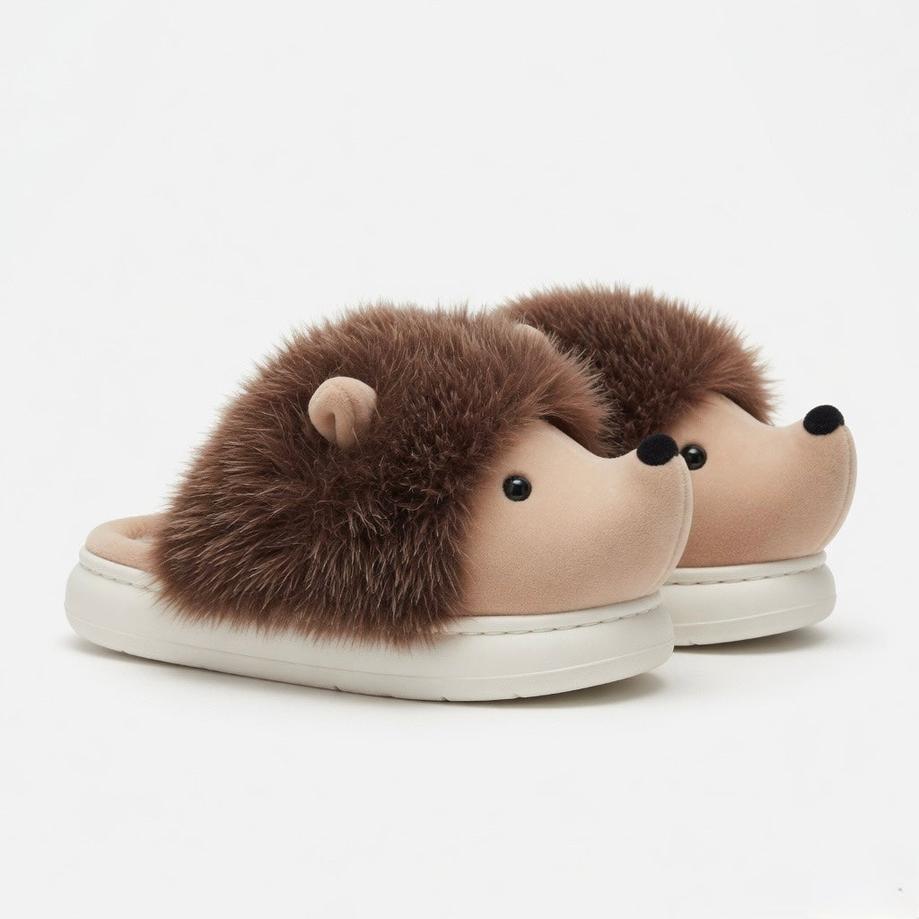 Plush Hedgehog Slippers | Cozy Animal House Shoes for Women | SoftSlipsy