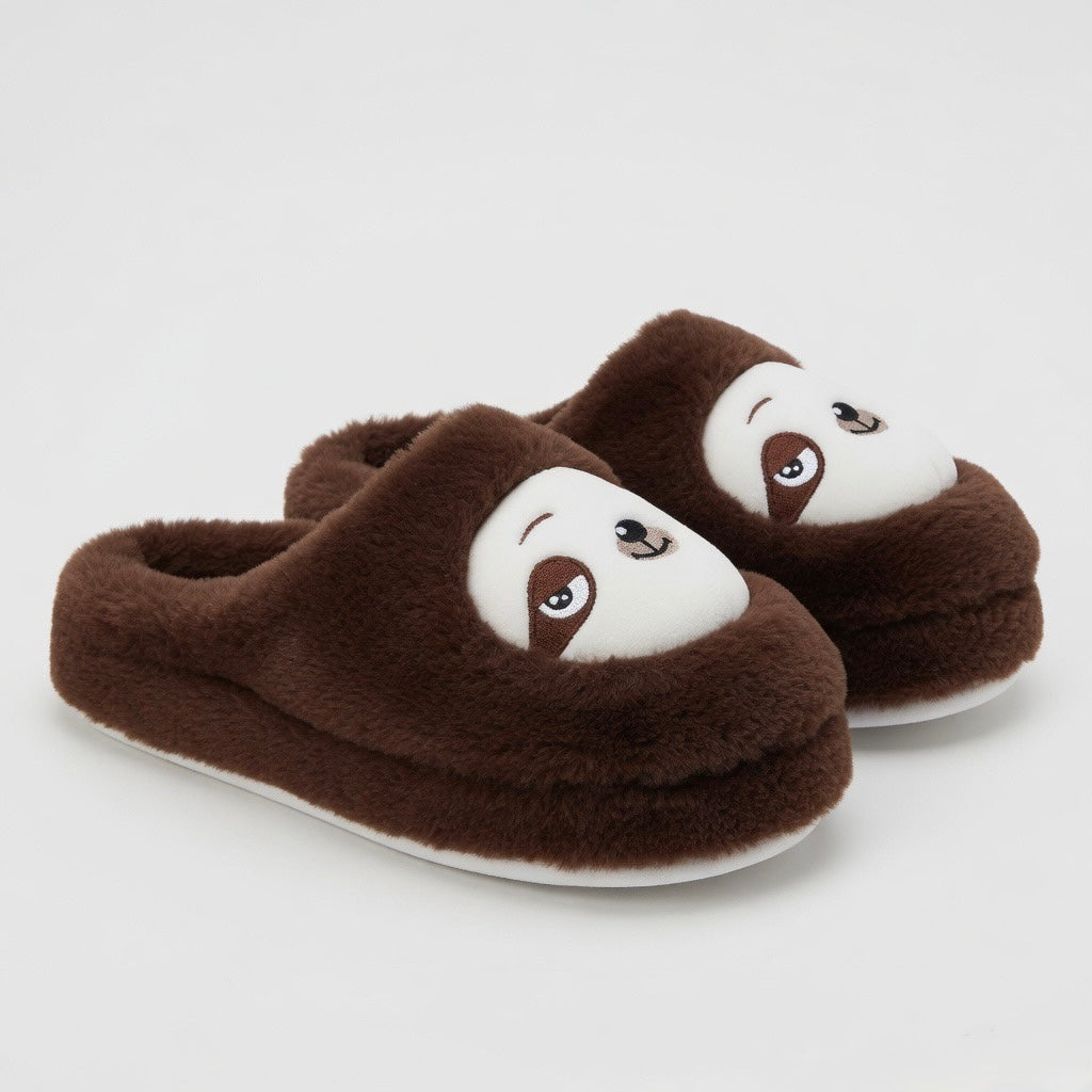 Plush Sloth Slippers | Cozy Fuzzy Indoor Animal Shoes for Women | SoftSlipsy