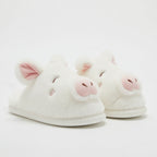Plush Pig Slippers | Cozy Fuzzy Indoor Animal Shoes for Women | SoftSlipsy