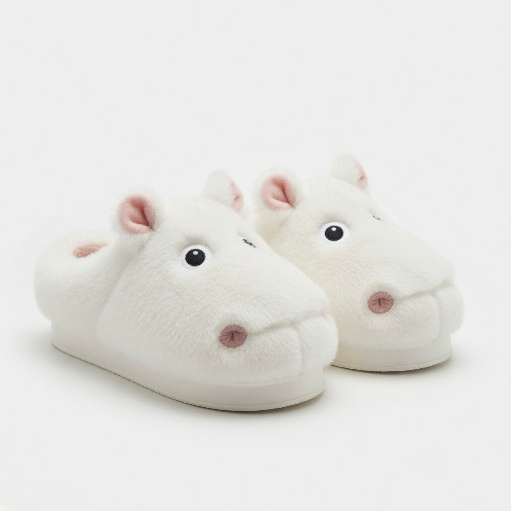 Plush Hippo Slippers | Cozy Animal House Shoes, Warm Winter Loungewear | SoftSlipsy