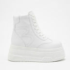 SoftSlipsy 20CM Korean Style Platform Sneakers, White Chunky Sole (Hidden Heel)