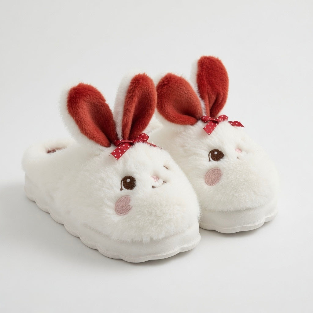 Plush Bunny Slippers | Cozy Rabbit House Shoes, Winter Warmth | SoftSlipsy