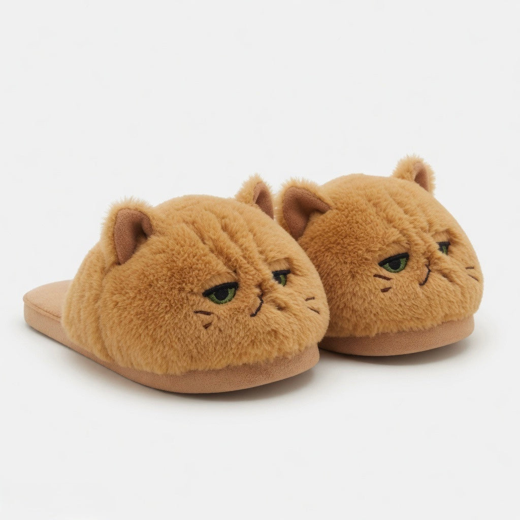 Grumpy Cat Plush Slippers | Fluffy Cozy Indoor House Shoes | SoftSlipsy