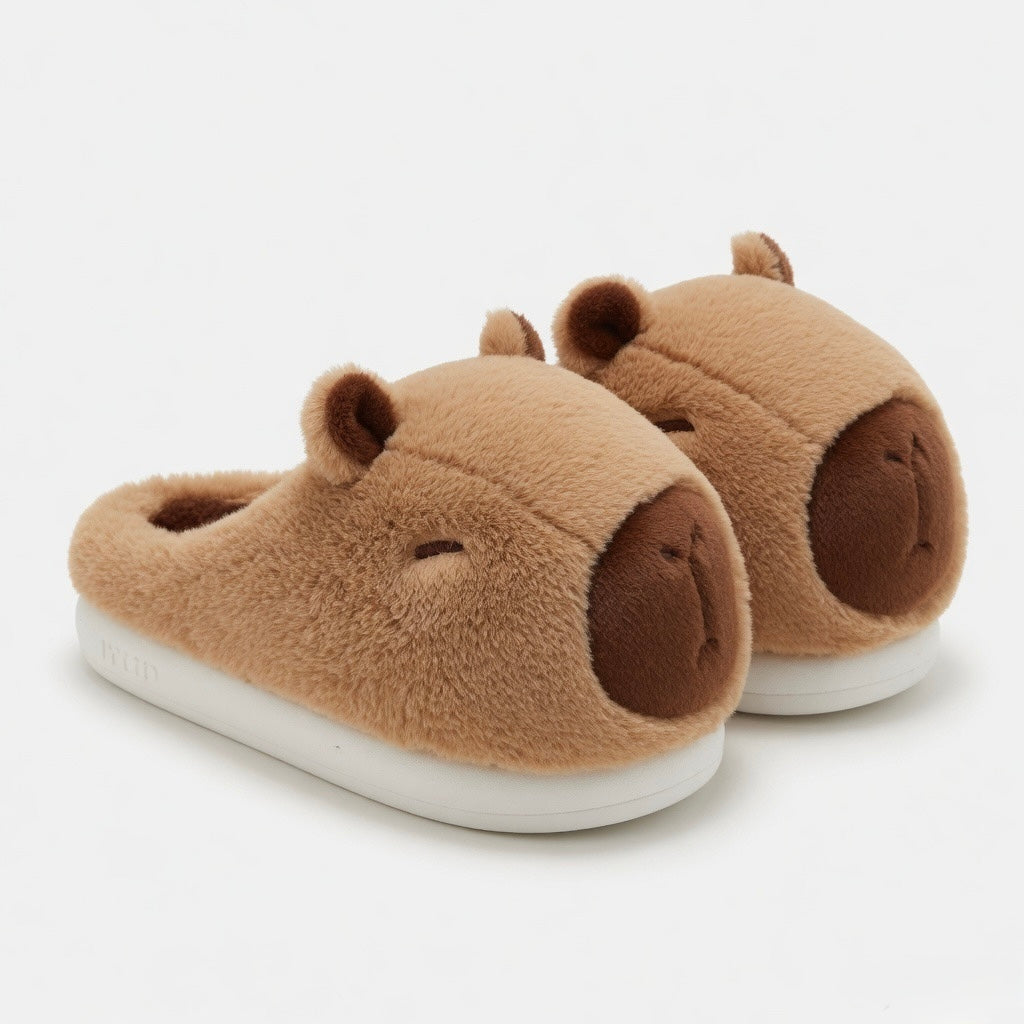 Capybara Plush Slippers | Fluffy Animal House Shoes, Cozy Indoor Footwear | SoftSlipsy