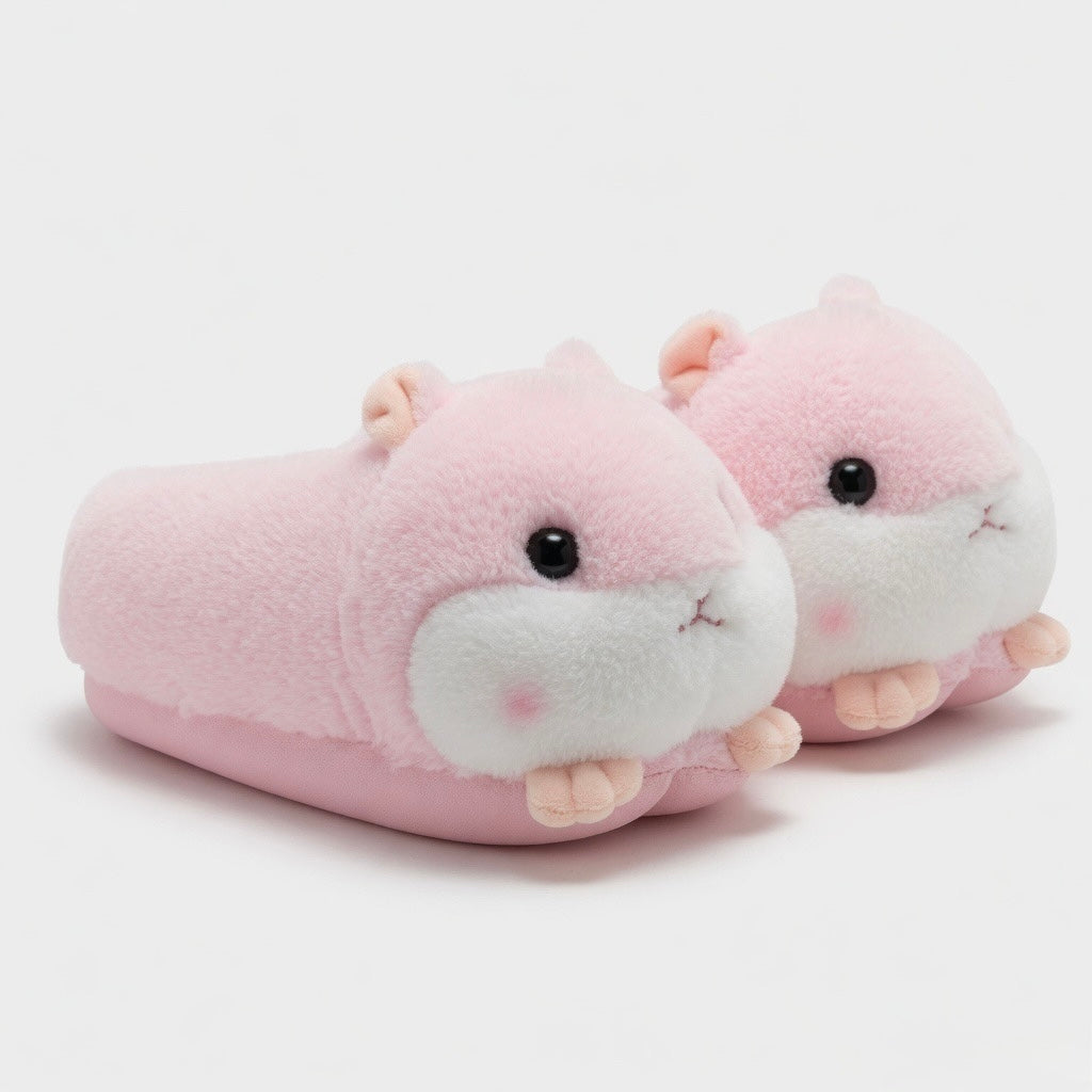Plush Hamster Slippers | Cozy Fluffy Animal House Shoes, Winter Warmth | SoftSlipsy
