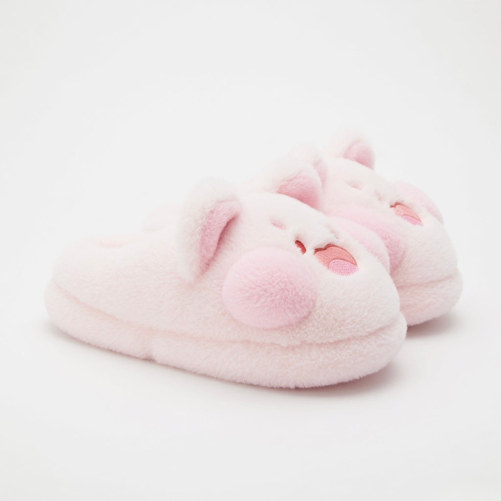 Plush Pig Animal Slippers | Cozy Fluffy Indoor House Shoes | SoftSlipsy