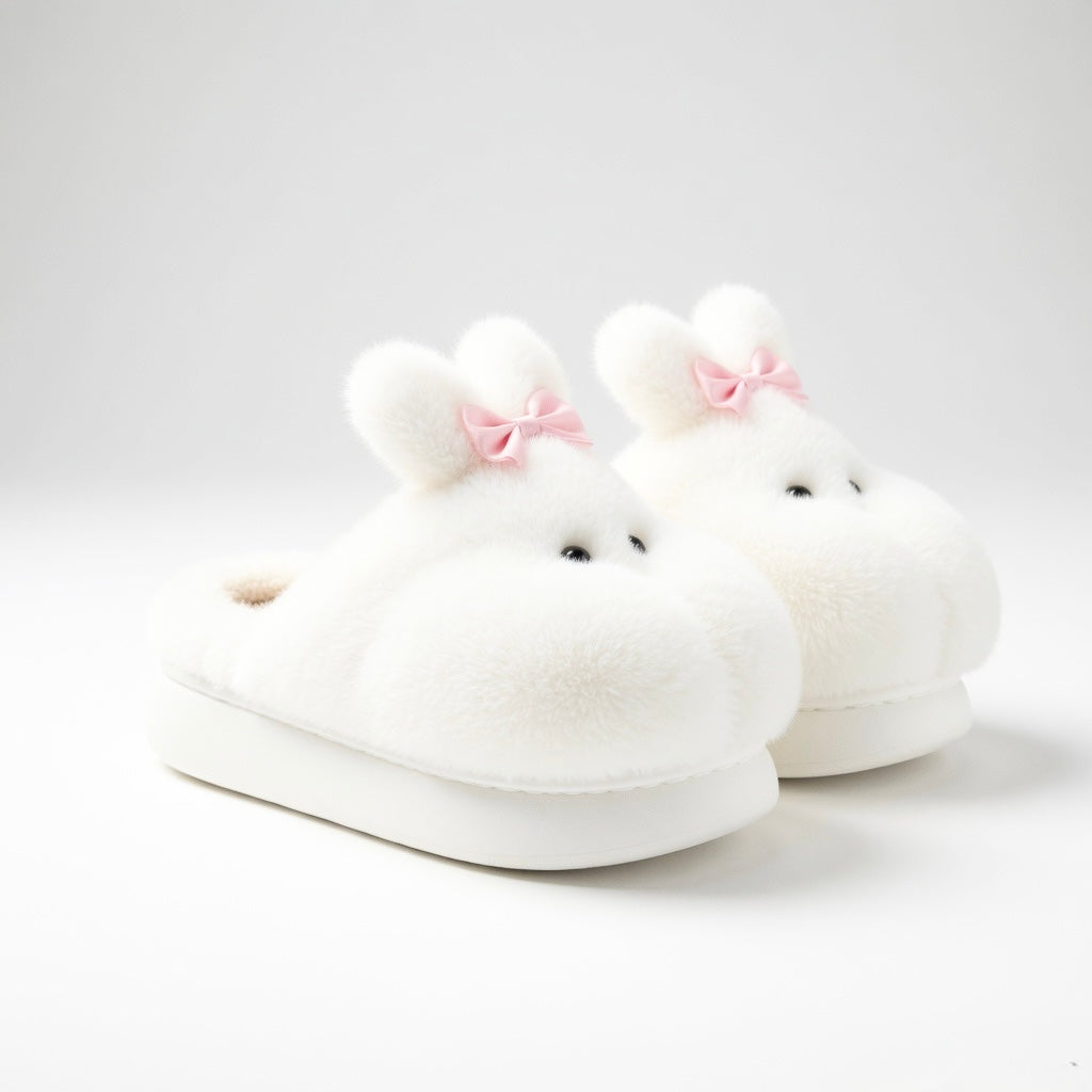 Plush Bunny Slippers | Cozy Rabbit House Shoes, Soft Fluffy Indoor Winter Warmth | SoftSlipsy