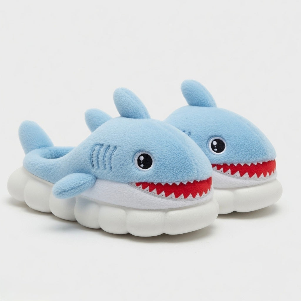 Plush Cartoon Shark Slippers | Soft Cozy Indoor Animal Shoes | SoftSlipsy