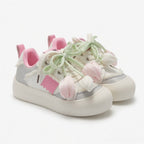 SoftSlipsy Tulip Platform Sneakers Women | Cute Korean Style Mesh Sneakers | Thick Sole Casual Shoes | Soft Girl Lace Up Trainers