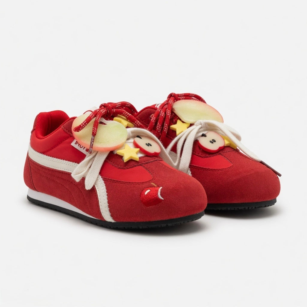 SoftSlipsy Red Apple Platform Sneakers | Korean Style Kawaii Trainers (3–5cm Platform)