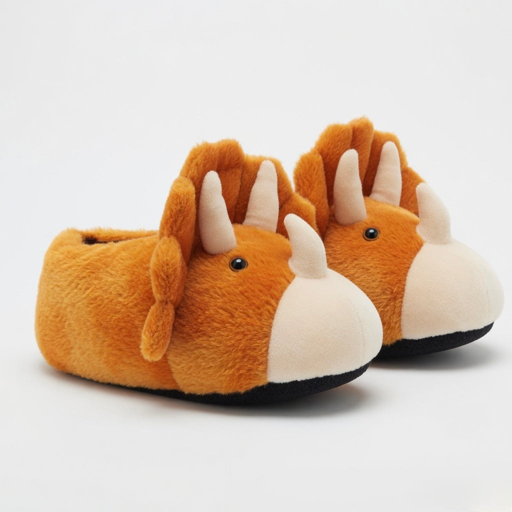 Plush Dinosaur Slippers | Cozy Cartoon Animal House Shoes | SoftSlipsy