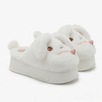 Plush Puppy Platform Slippers | Cozy Winter Animal House Shoes | SoftSlipsy