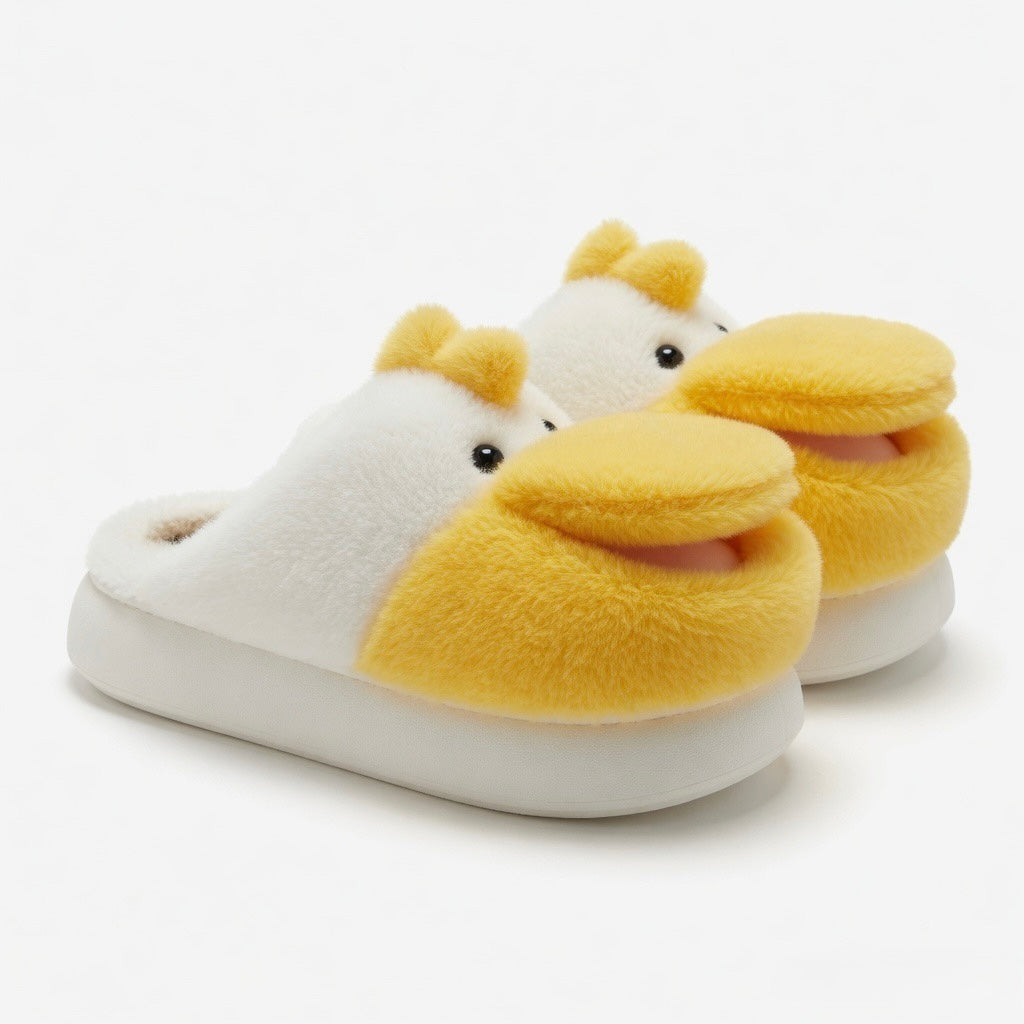 Plush Duck Slippers | Cozy Cartoon Animal House Shoes, Winter Warmth | SoftSlipsy