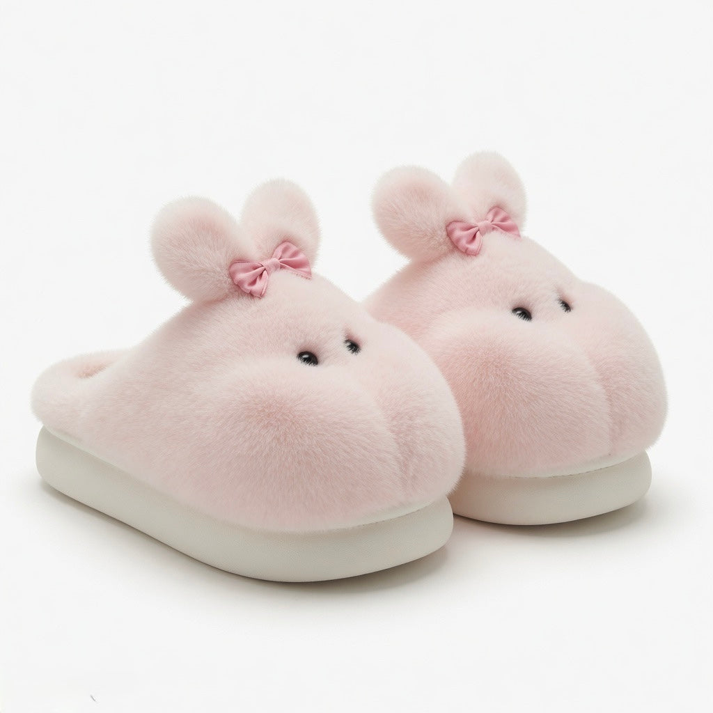 Plush Bunny Slippers | Soft Fluffy Indoor Shoes | Cozy Animal Winter Home Slippers | SoftSlipsy