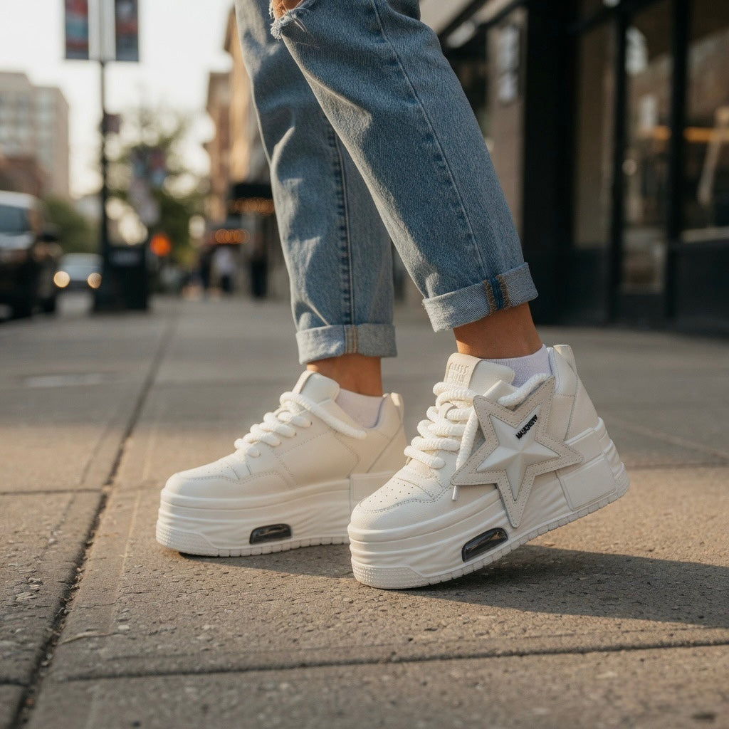SoftSlipsy Star Platform Sneakers Chunky Y2K Streetwear Trainers Women Fashion Shoes