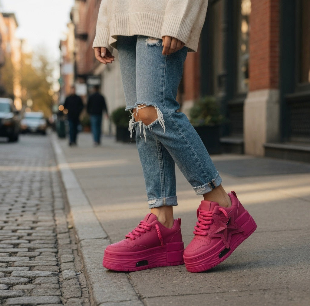 SoftSlipsy Star Platform Sneakers Chunky Y2K Streetwear Trainers Women Fashion Shoes