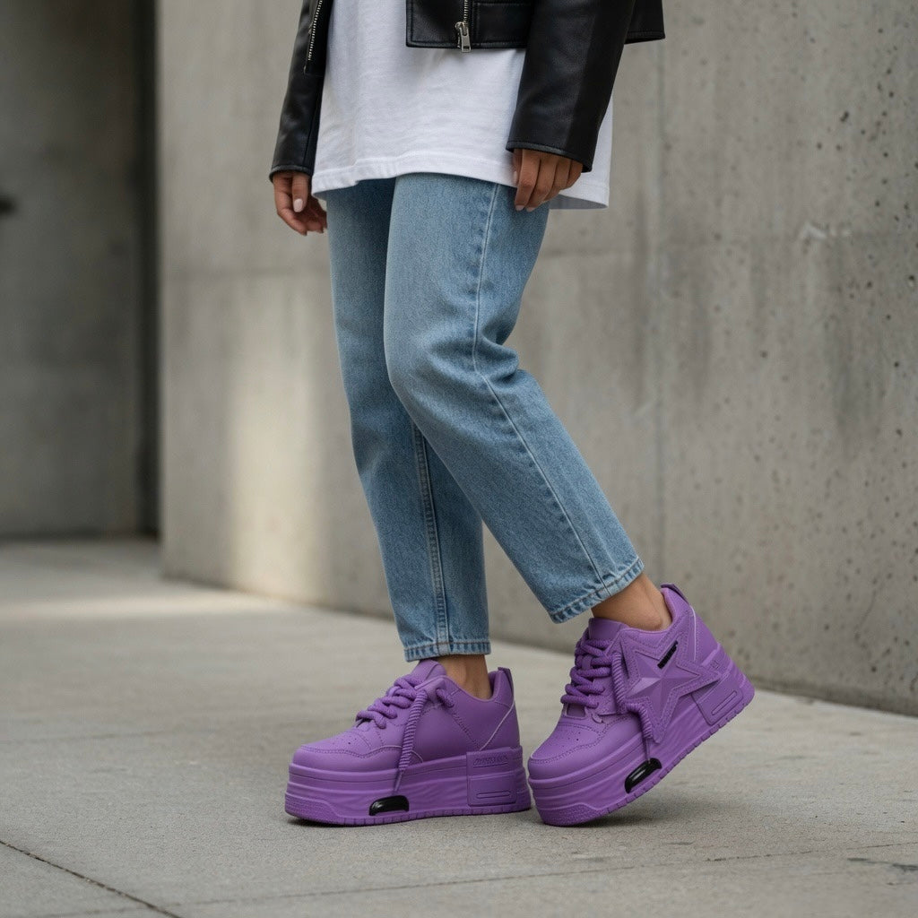SoftSlipsy Star Platform Sneakers Chunky Y2K Streetwear Trainers Women Fashion Shoes