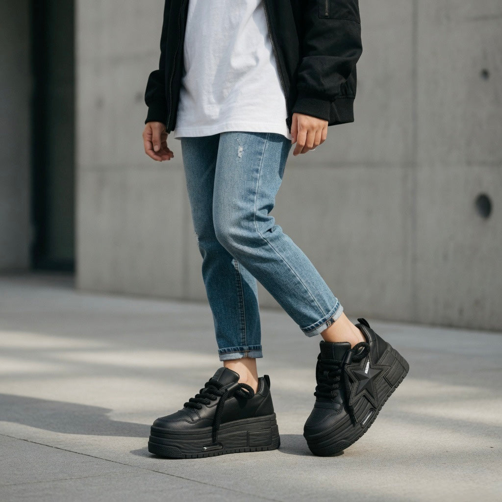 SoftSlipsy Star Platform Sneakers Chunky Y2K Streetwear Trainers Women Fashion Shoes