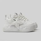 SoftSlipsy White Star Platform Sneakers – Chunky Height Boost Y2K Shoes