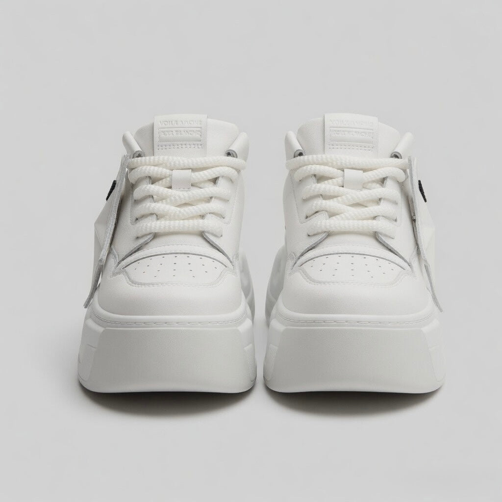 SoftSlipsy White Star Platform Sneakers – Chunky Height Boost Y2K Shoes