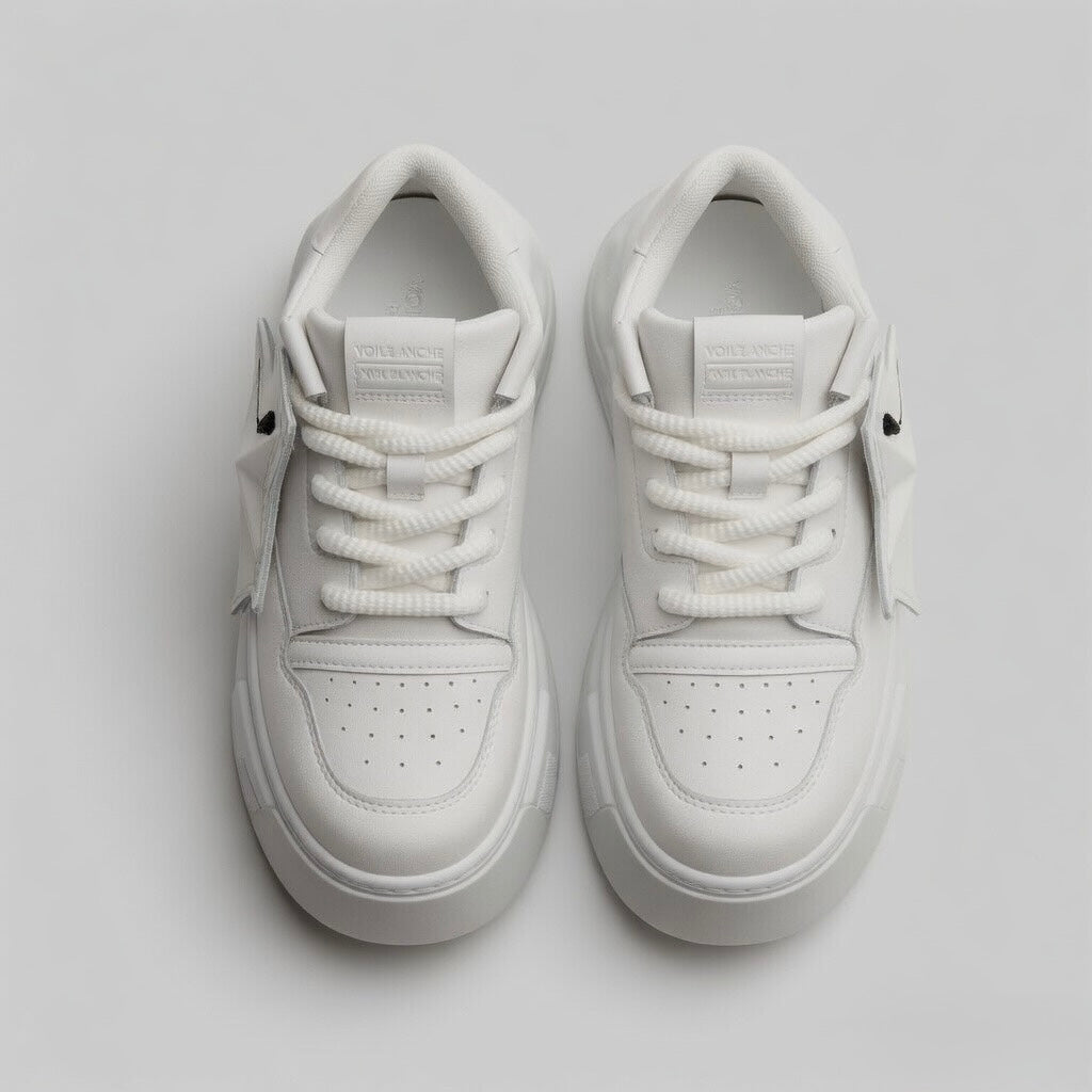 SoftSlipsy White Star Platform Sneakers – Chunky Height Boost Y2K Shoes
