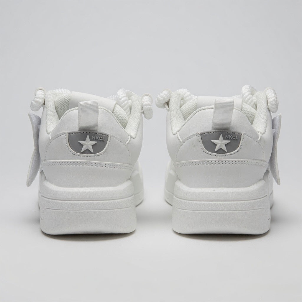 SoftSlipsy White Star Platform Sneakers – Chunky Height Boost Y2K Shoes
