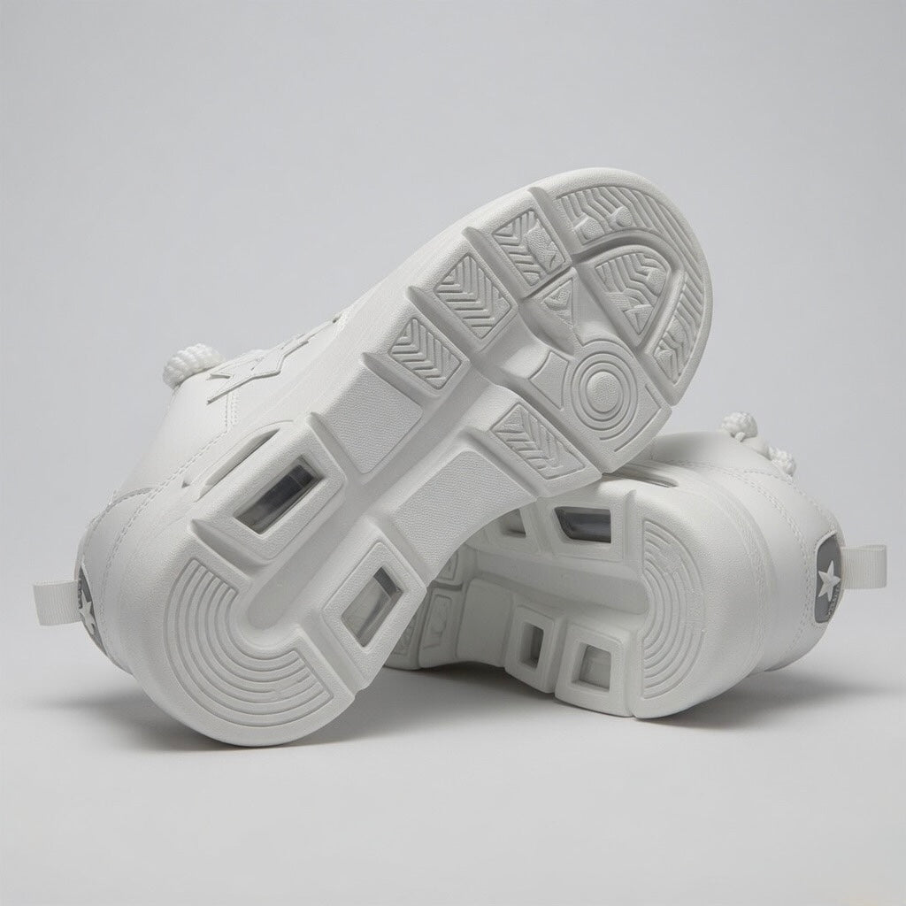 SoftSlipsy White Star Platform Sneakers – Chunky Height Boost Y2K Shoes