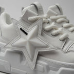 SoftSlipsy White Star Platform Sneakers – Chunky Height Boost Y2K Shoes