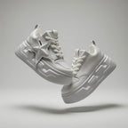 SoftSlipsy White Star Platform Sneakers – Chunky Height Boost Y2K Shoes