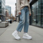 SoftSlipsy White Star Platform Sneakers – Chunky Height Boost Y2K Shoes