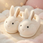 Beige Bunny Slippers Cute Plush Animal Slippers Soft Warm Indoor House Shoes Cozy Winter Slippers