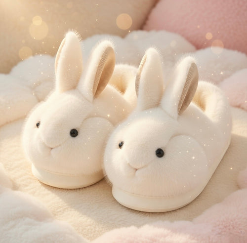Fluffy Bunny Slippers Cute Plush Animal Slippers Soft Warm Indoor House Shoes Cozy Winter Slippers